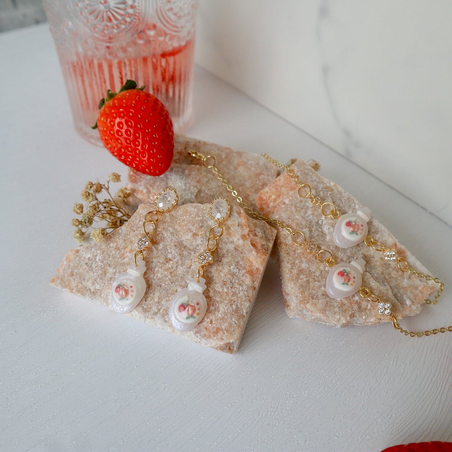 Peachy Strawberry Perfume Earrings