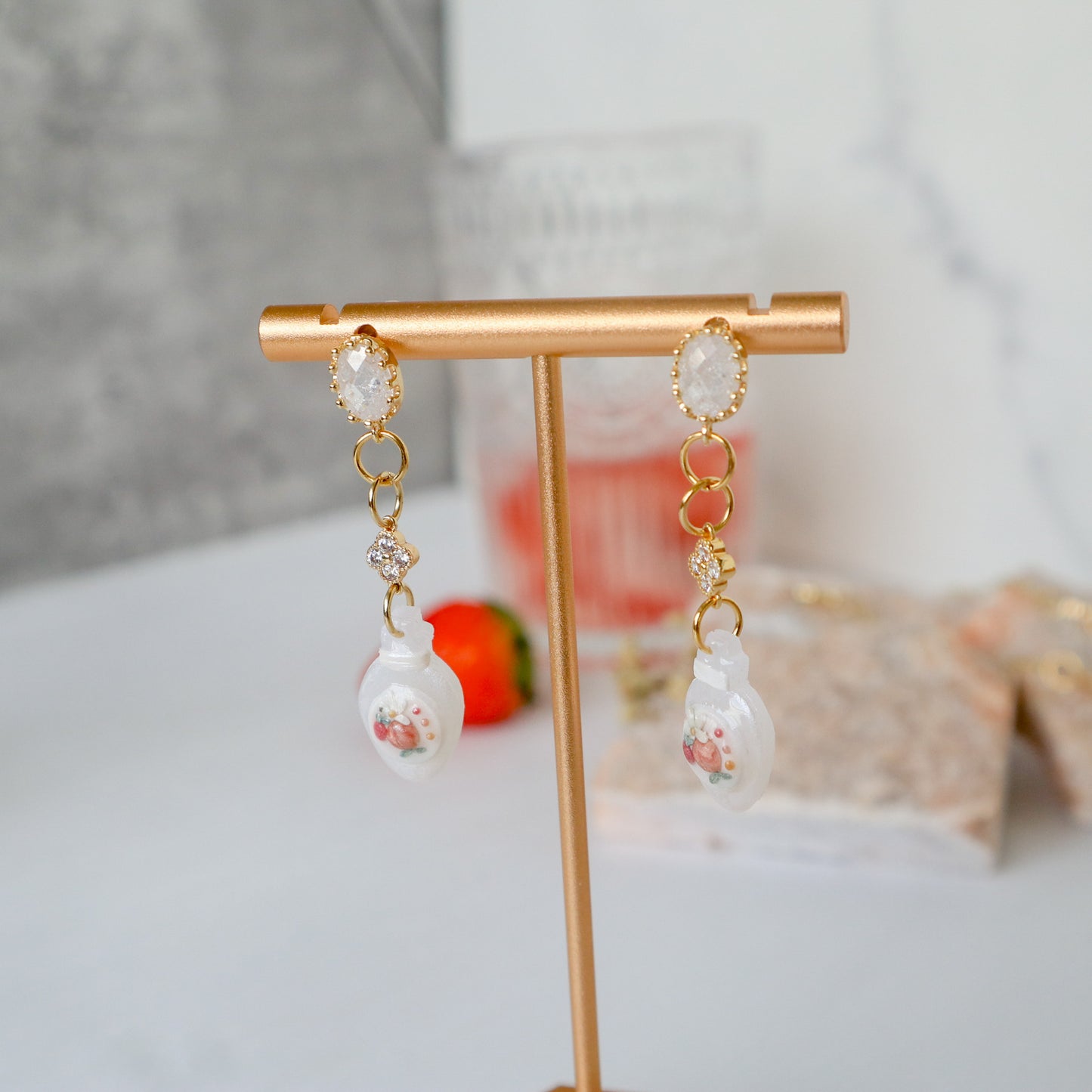 Peachy Strawberry Perfume Earrings
