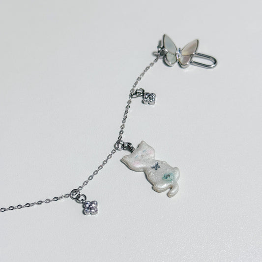 Whimsy Cat Charm bracelet (Silver)