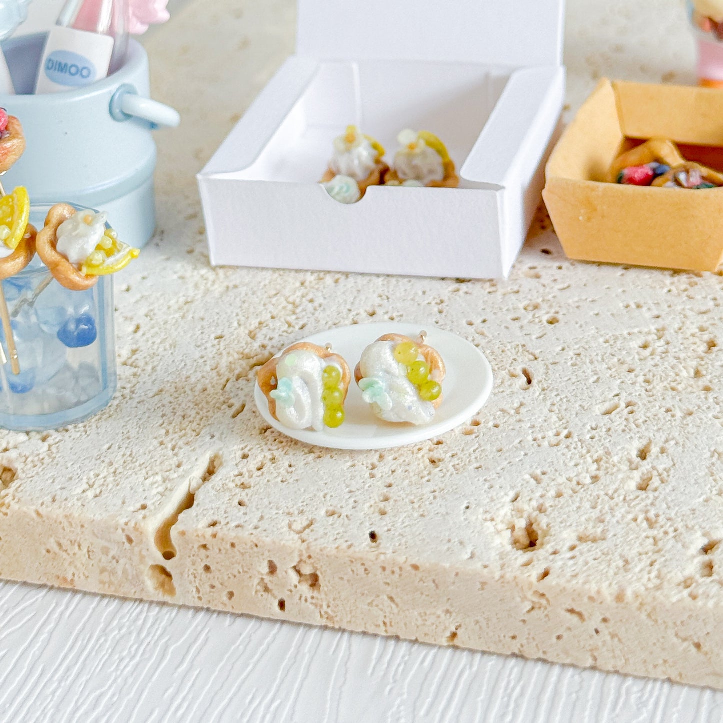 Green Grape Muscat Tart Stud Earrings