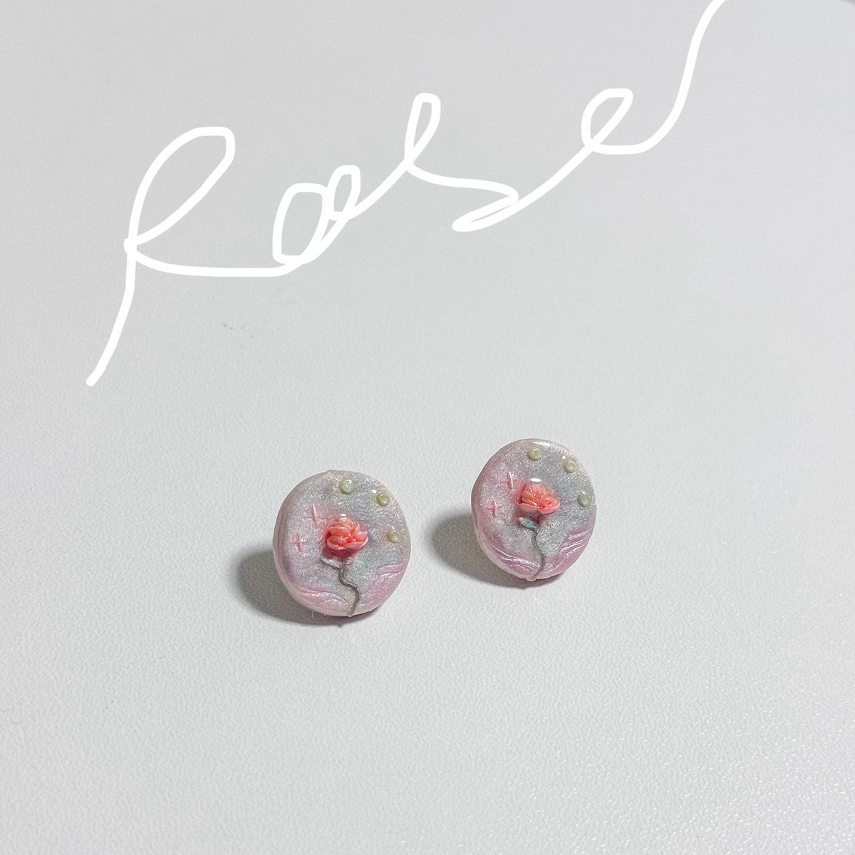 Prismatic Rose Stud Earrings