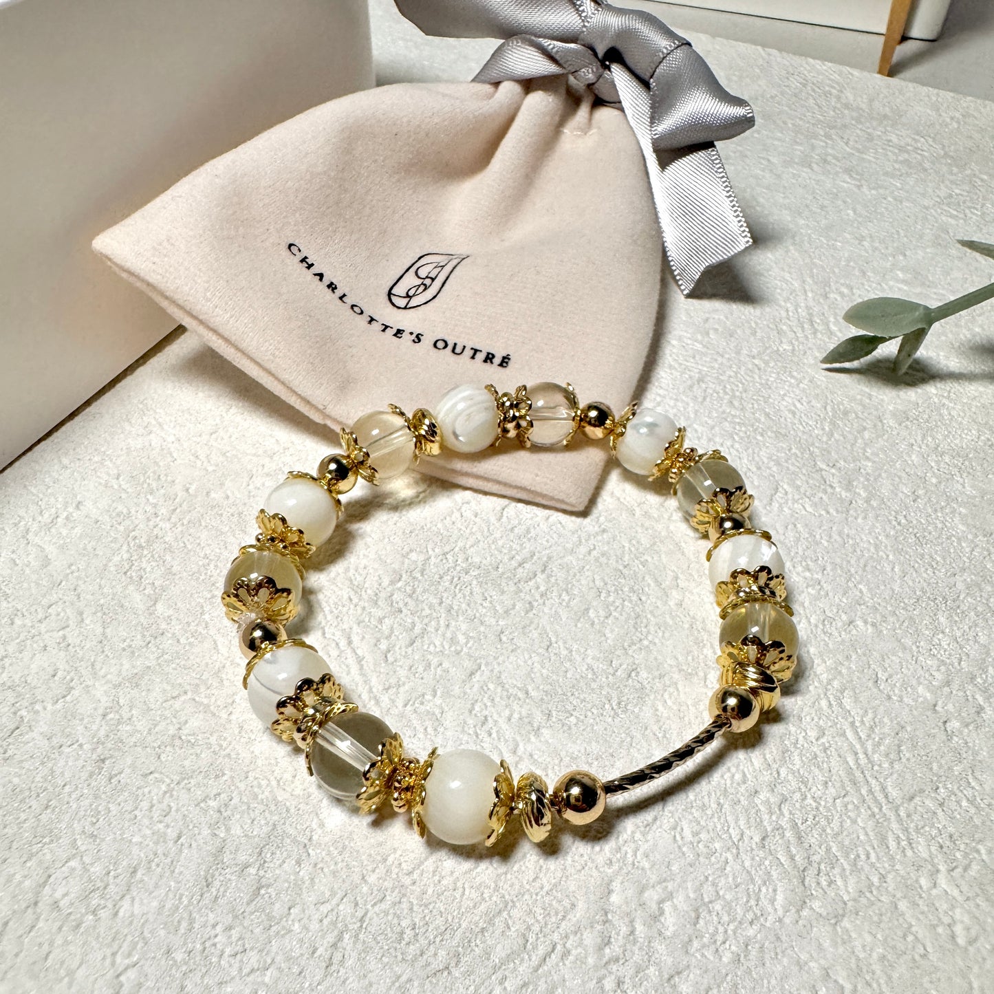 Citrine & White Conch Crystal Bracelet (Natural)