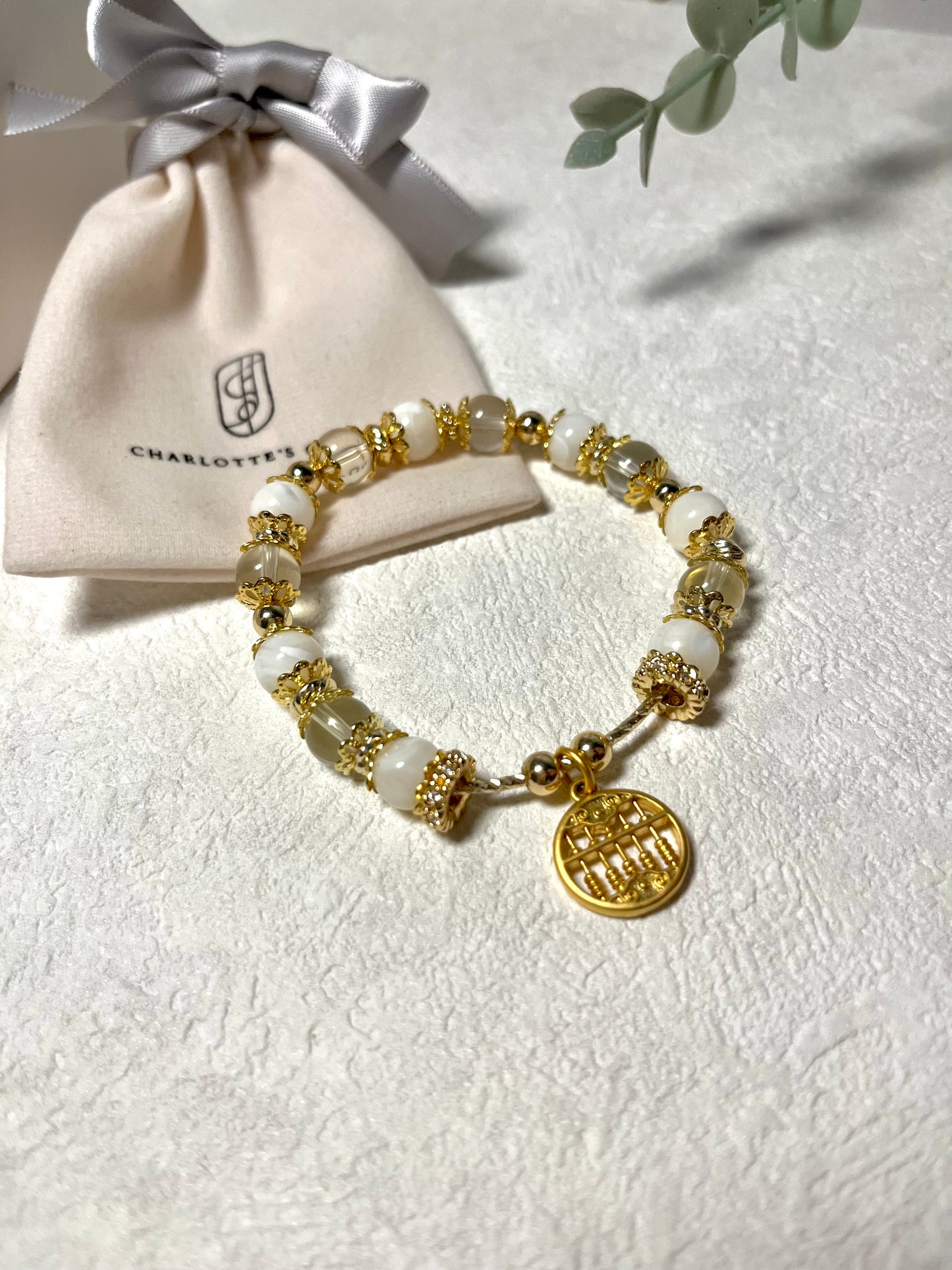 Citrine & White Conch Crystal Bracelet (Natural)