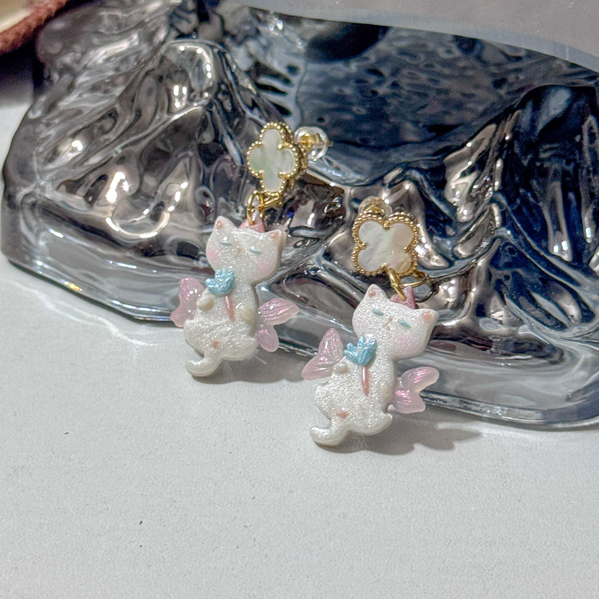 Whimsy Fairy Cat Drop Earrings