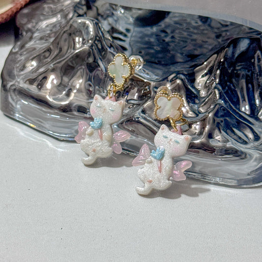 Whimsy Fairy Cat Drop Earrings