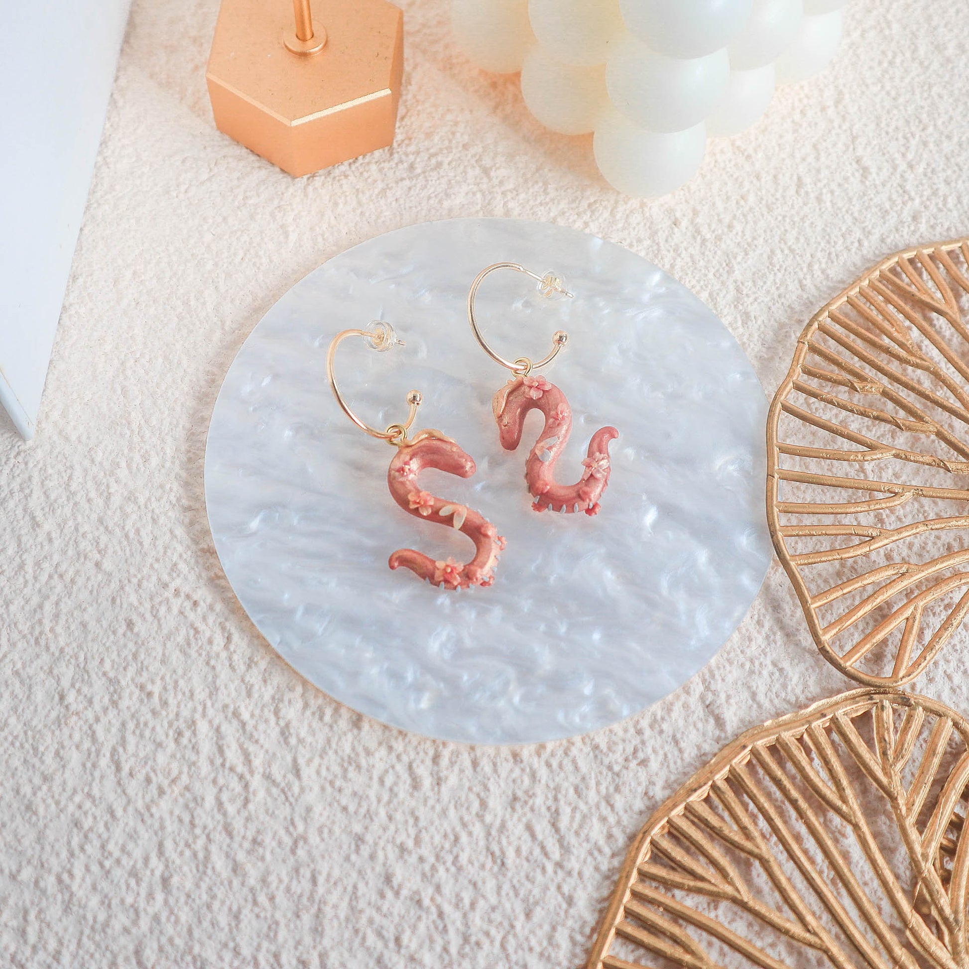 Cherry Blossom Dragon Earrings - Charlotte's Outré