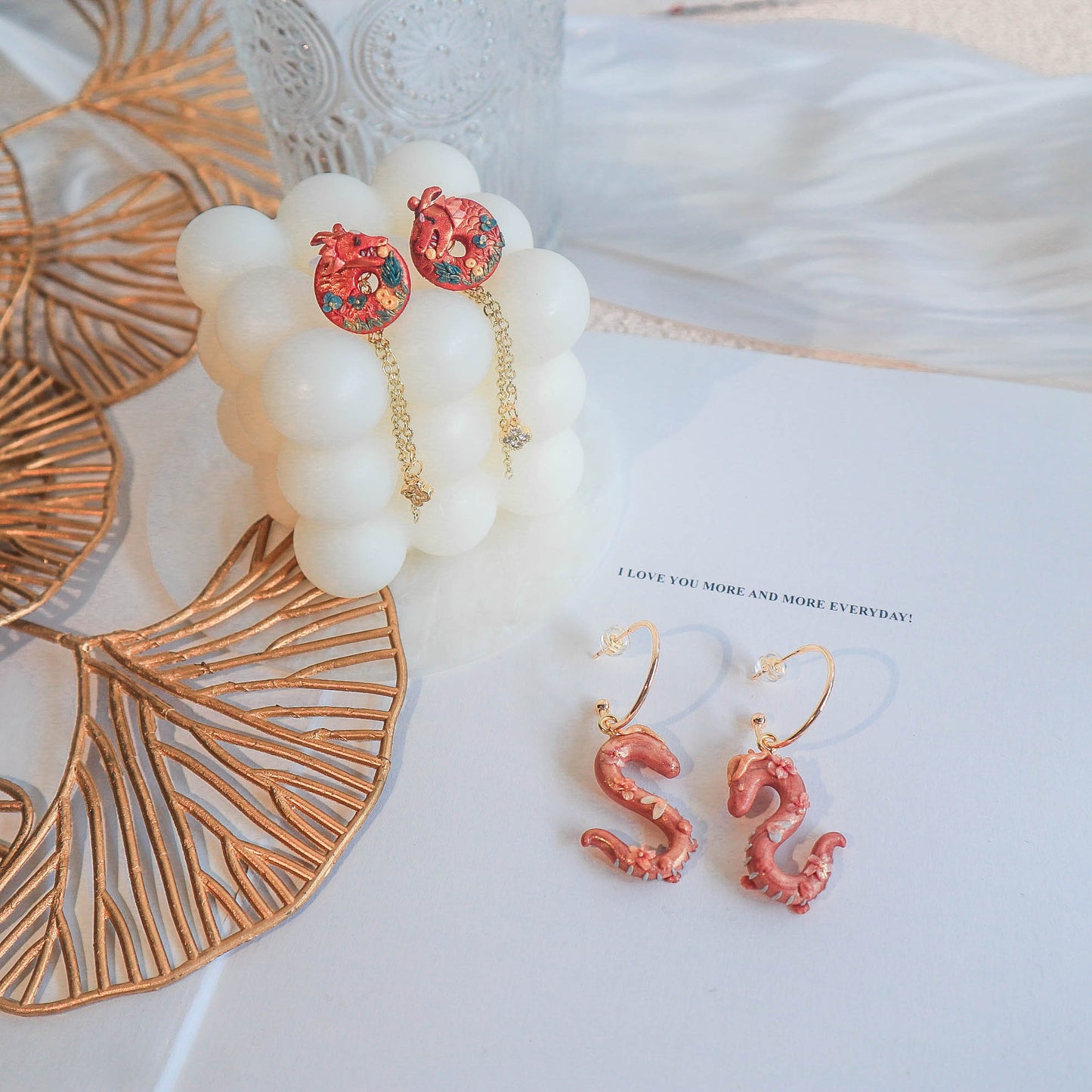 Cherry Blossom Dragon Earrings - Charlotte's Outré