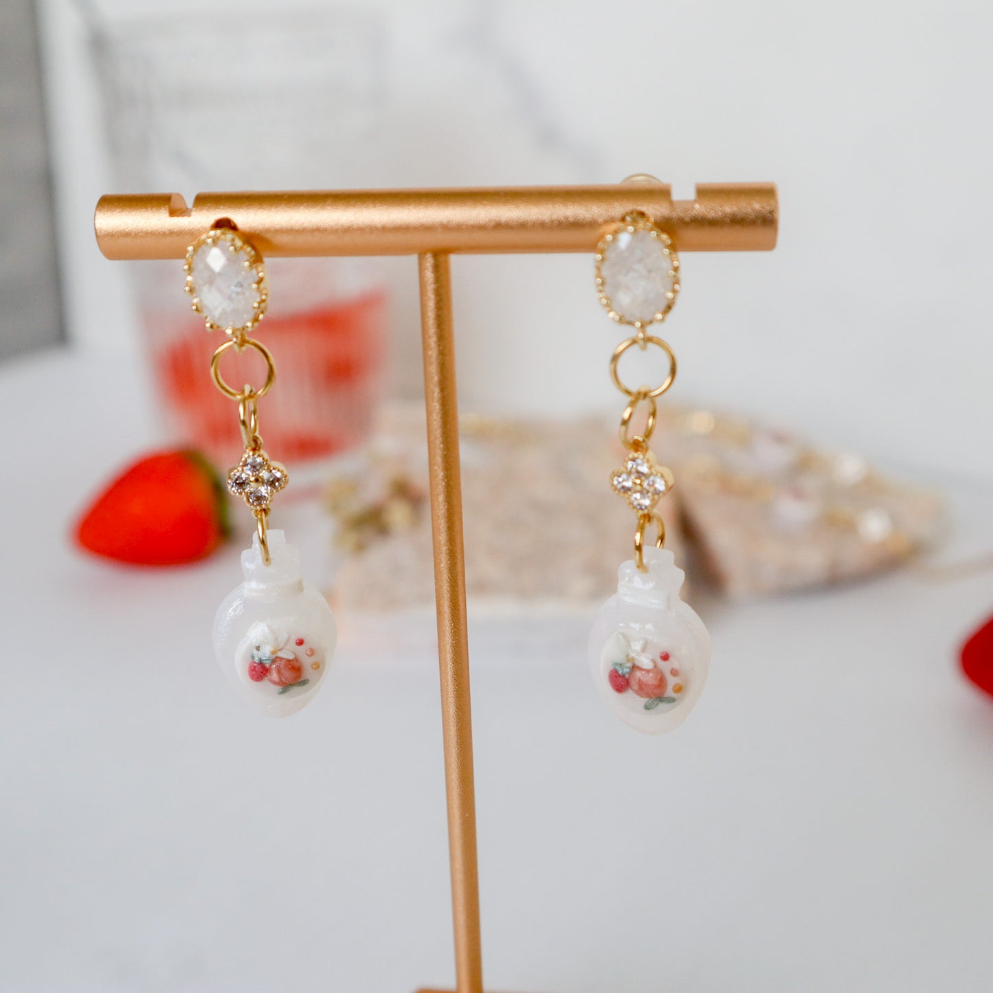 Peachy Strawberry Perfume Earrings