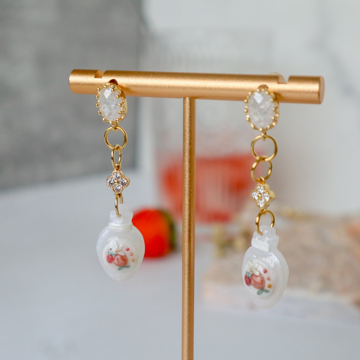 Peachy Strawberry Perfume Earrings