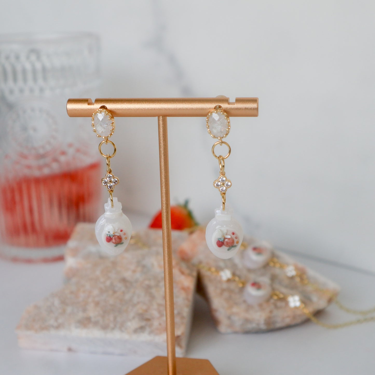 Peachy Strawberry Perfume Earrings