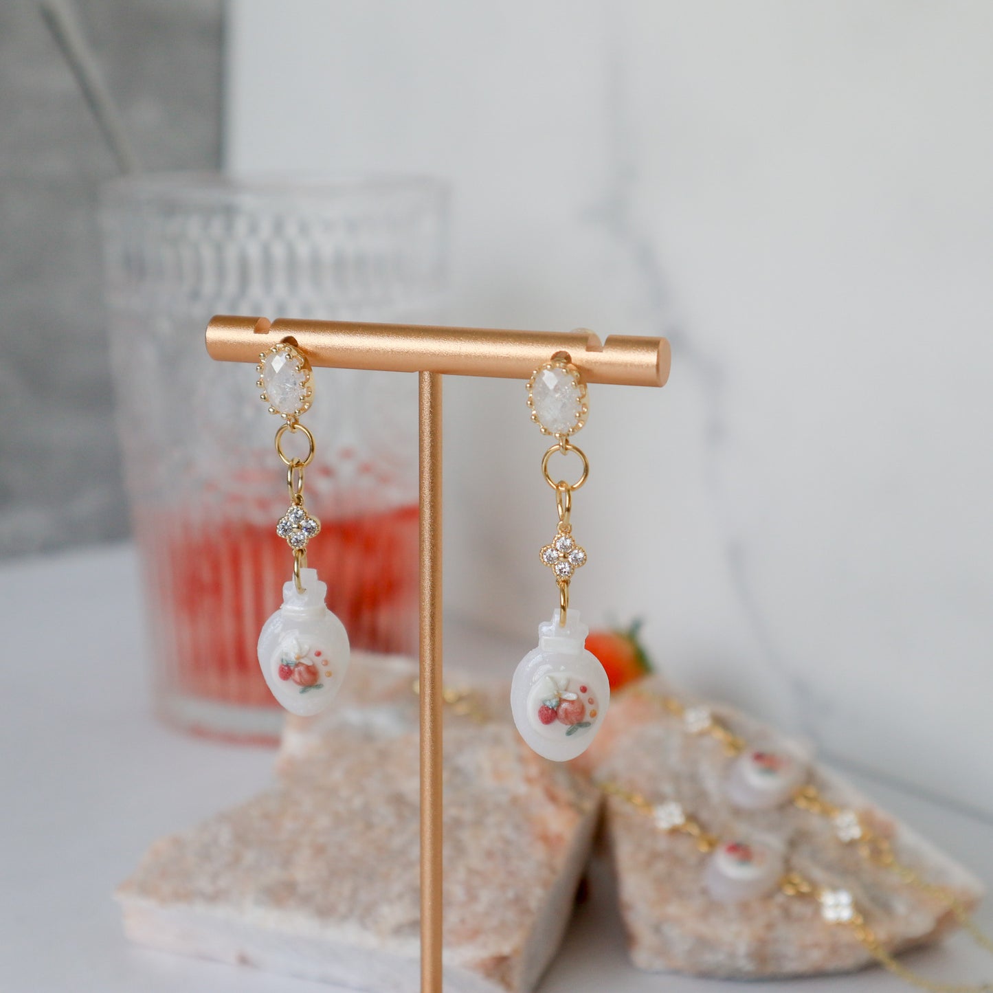 Peachy Strawberry Perfume Earrings